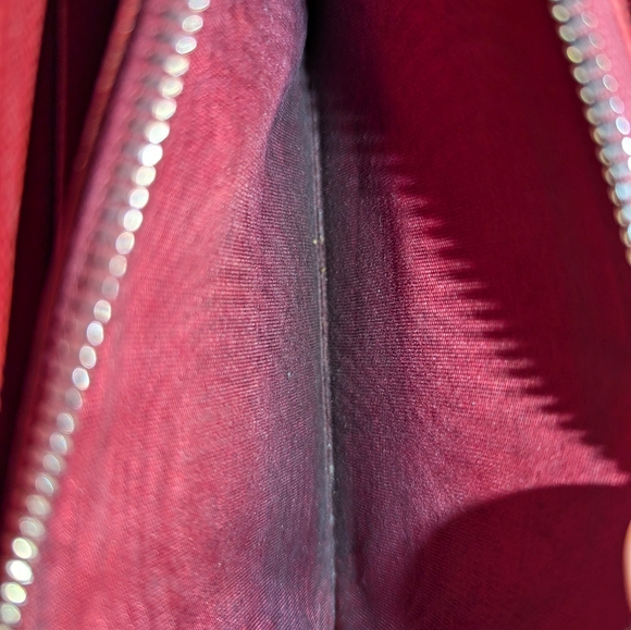 Prada Saffiano Leather Zip Around Continental Wallet Red GUC - Picture 11 of 12